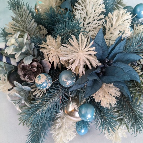 Wreath-Artificial Blue, White and Silver. - Picture 2 of 10